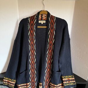 Lucky Brand Navy and Orange Knit Cardigan